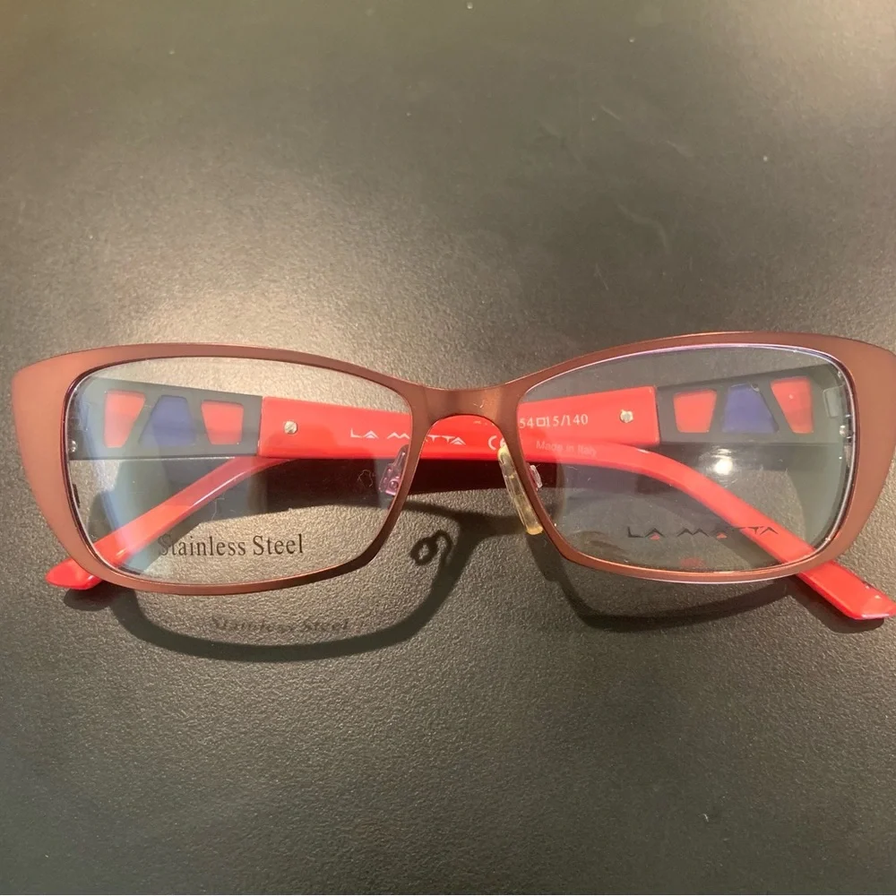 LA MATTA LM3102 Col 3. Burgundy Stainless Steel 54mm Ladies Cateye Glasses